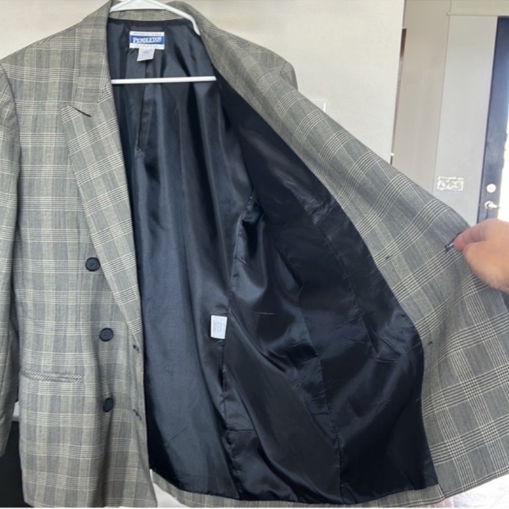 Pendleton Vintage Wool Double Breasted Plaid Blaz… - image 6